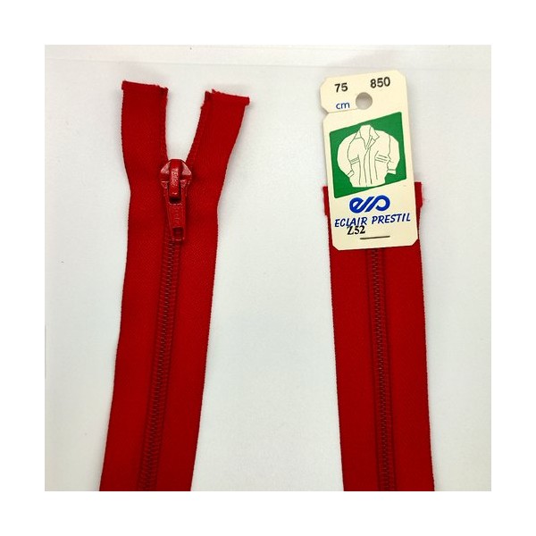 1 Fermeture éclair prestil rouge 850 - séparable - 75cm - maille nylon - Photo n°1