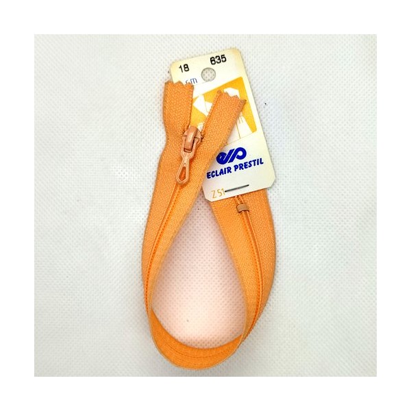 1 Fermeture éclair prestil orange 635 - 18cm - non séparable - maille nylon - Photo n°1