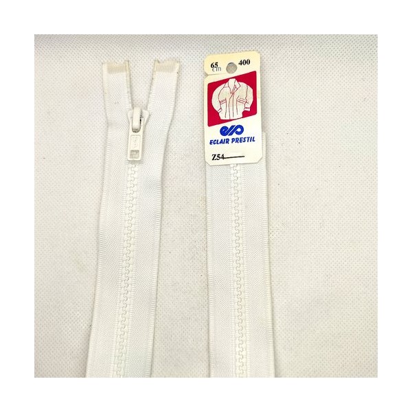 1 Fermeture éclair prestil - blanc 400 séparable - 65cm - maille nylon - Photo n°1