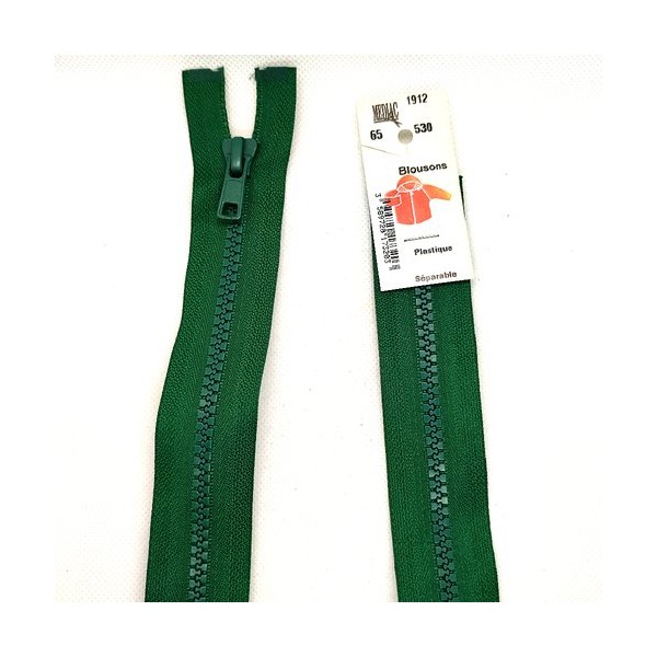 1 Fermeture éclair - vert 530 séparable - 65cm - maille nylon - Photo n°1
