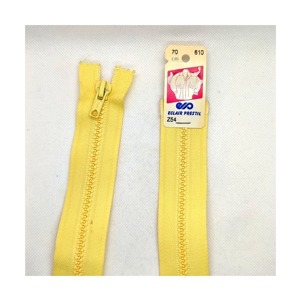 1 Fermeture éclair prestil jaune 610 - séparable - 70cm - maille nylon - Photo n°1