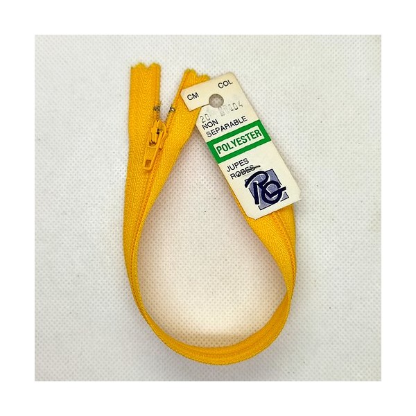 Fermeture éclair RG jaune 104 - 20cm - non séparable - maille nylon - Photo n°1