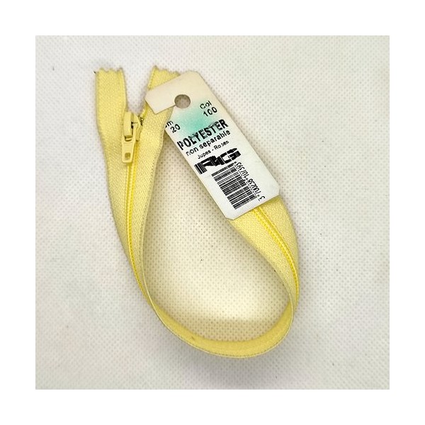 Fermeture éclair RG jaune 100 - 20cm - non séparable - maille nylon - Photo n°1