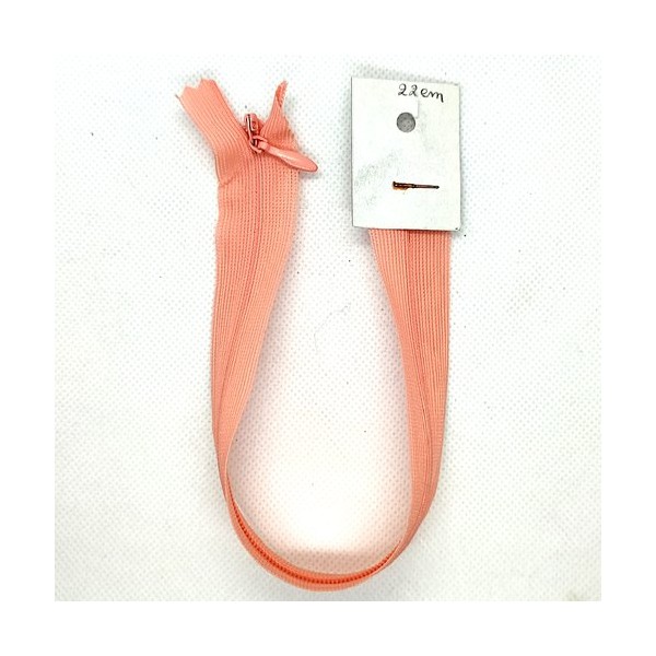1 Fermeture éclair invisible orange - 22cm - non séparable , maille nylon - Photo n°1