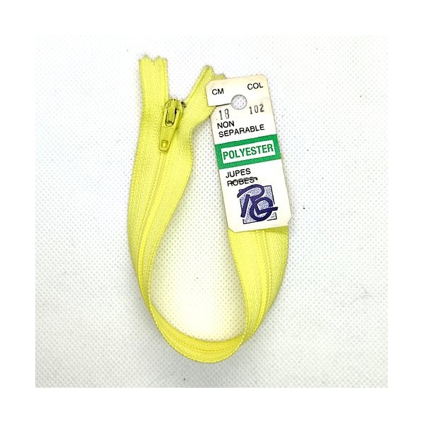 1 Fermeture éclair RG jaune 102 - 18cm - non séparable - maille nylon - Photo n°1