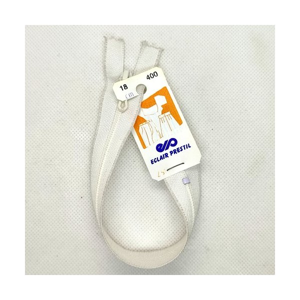 1 Fermeture éclair prestil blanc 400 - 18cm - non séparable - maille nylon - Photo n°1