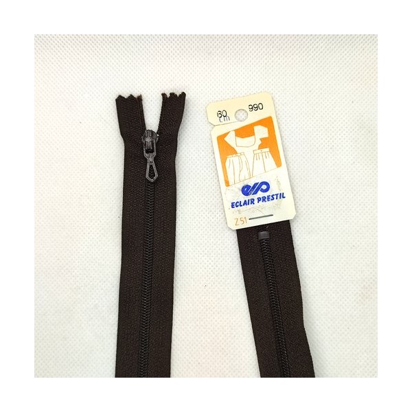 1 Fermeture éclair prestil marron 990 - 60cm - non séparable - maille nylon - Photo n°1