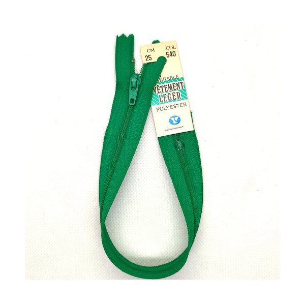 1 Fermeture éclair vert 540 - 25cm - non séparable , maille nylon - Photo n°1