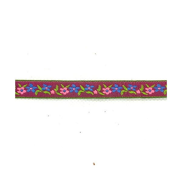 5M de ruban violet avec petite fleur multicolore - 10mm - Photo n°1