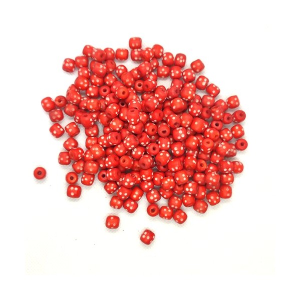 210 Perles en résine rouge et blanc - 8mm - Photo n°1