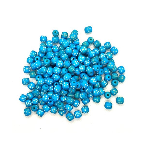 170 Perles en résine bleu clair et blanc - 8mm - Photo n°1