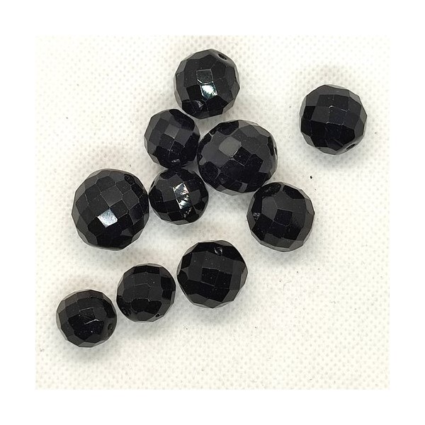 10 Perles en verre noir - 19mm et 15mm - Photo n°1