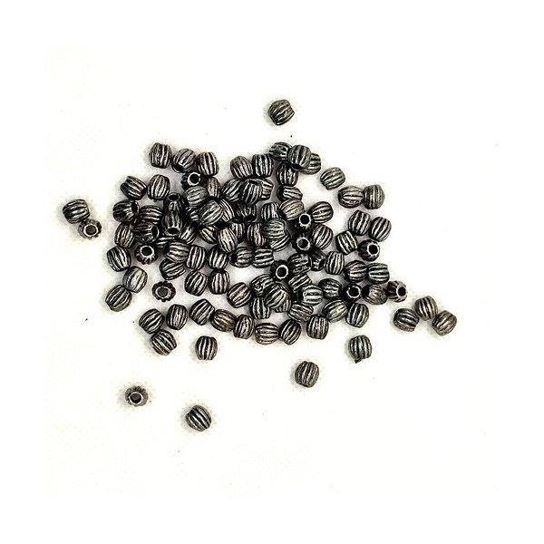 100 Perles en métal argenté - olive - 6x7mm - Photo n°1
