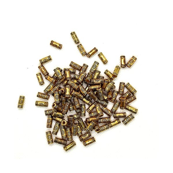 100 Perles en métal doré vieillis - 7mm - Photo n°1
