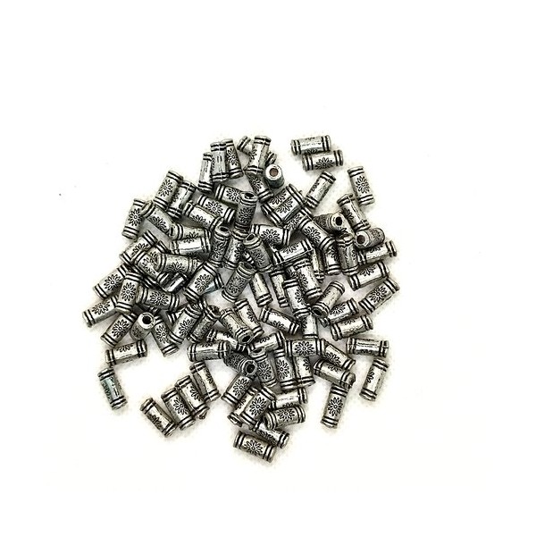 100 Perles en métal argenté - 7mm - Photo n°1