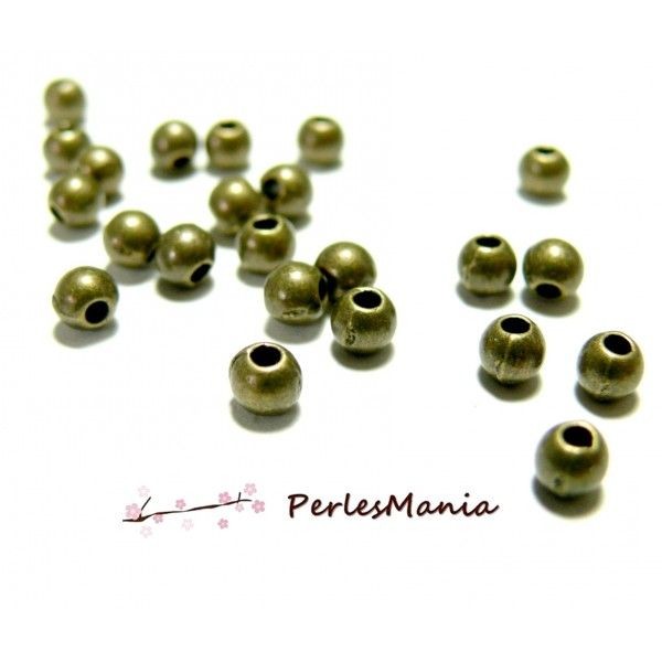 PS111092 PAX 300 perles METAL intercalaires rondes lisse 3mm métal couleur BRONZE - Photo n°1