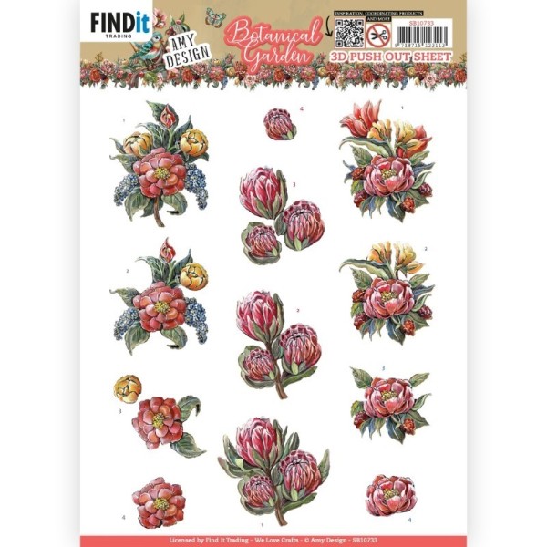 Carte 3D prédéc. - SB10733 - Botanical garden - Fleurs rouges - Photo n°1