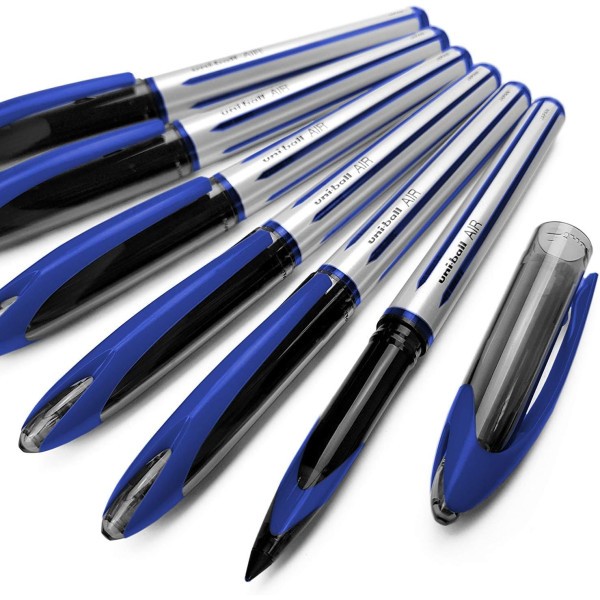 12 stylos roller - Bleu - Mine de 0,7mm - Air - Uni-Ball - Photo n°1