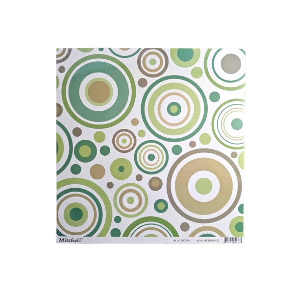10 feuilles de papier - Scrapbooking - Motifs ronds - Vert/marron - 30,5 x 30,5 cm - Erica - Photo n°1