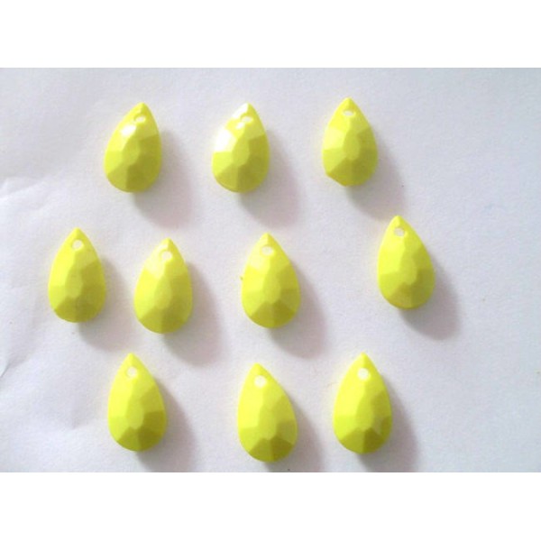 10 Pendentifs goute à facettes opaque acrylique jaune 20x12x5mm - Photo n°1