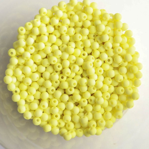 Perles acryliques mates 4 mm de diametre sachet de 500 perles jaune clair - Photo n°1