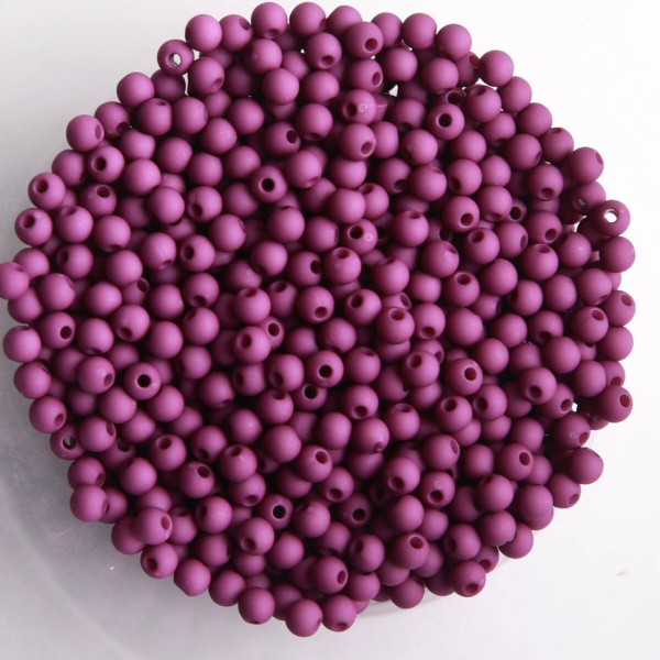 Perles acryliques mates  4 mm de diametre sachet de 500 perles violet imperial - Photo n°1