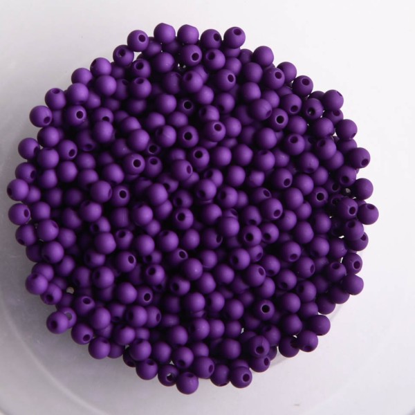 Perles acryliques mates  4 mm de diametre sachet de 500 perles violet foncé - Photo n°1