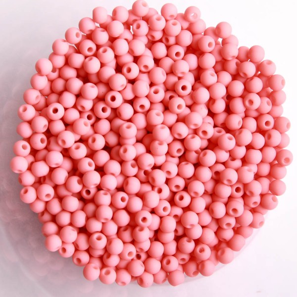 Perles acryliques mates  4 mm de diametre sachet de 500 perles rouge corail - Photo n°1