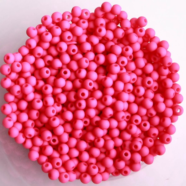 Perles acryliques mates  4 mm de diametre sachet de 500 perles fuchsia - Photo n°1