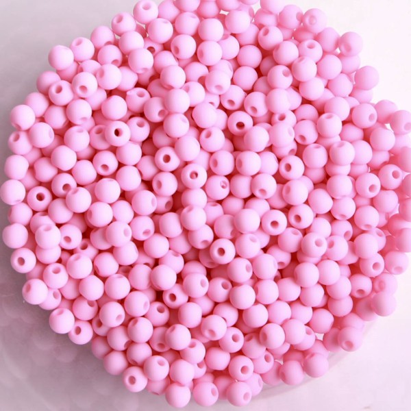 Perles acryliques mates  4 mm de diametre sachet de 500 perles rose doux - Photo n°1