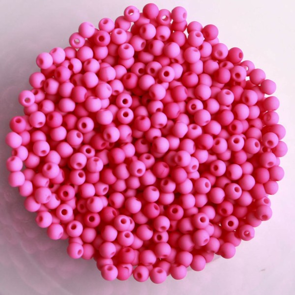Perles acryliques mates  4 mm de diametre sachet de 500 perles rose hot - Photo n°1