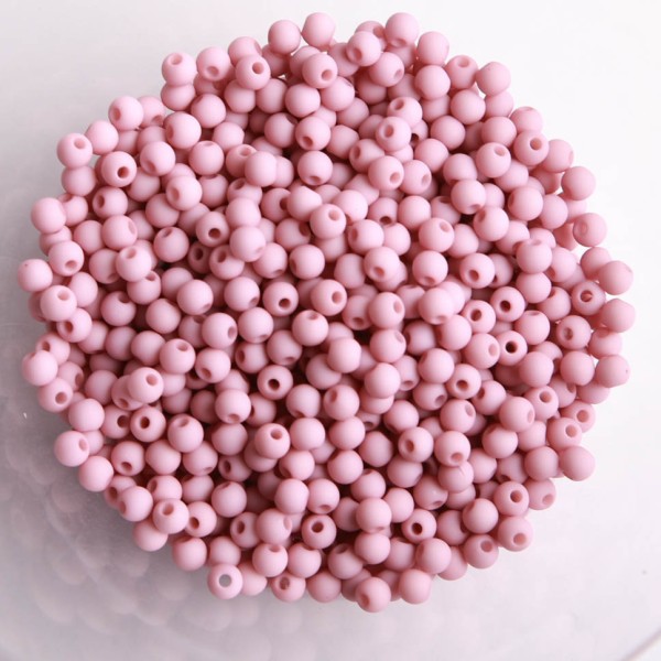 Perles acryliques mates  4 mm de diametre sachet de 500 perles rose lavande - Photo n°1