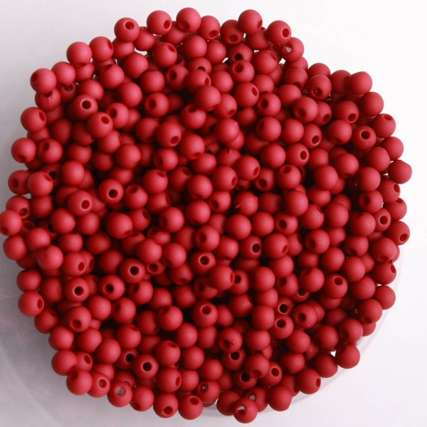 Perles acryliques mates  4 mm de diametre sachet de 500 perles carmin - Photo n°1