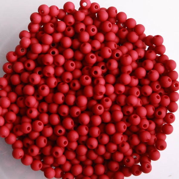 Perles acryliques mates  4 mm de diametre sachet de 500 perles cerise - Photo n°1