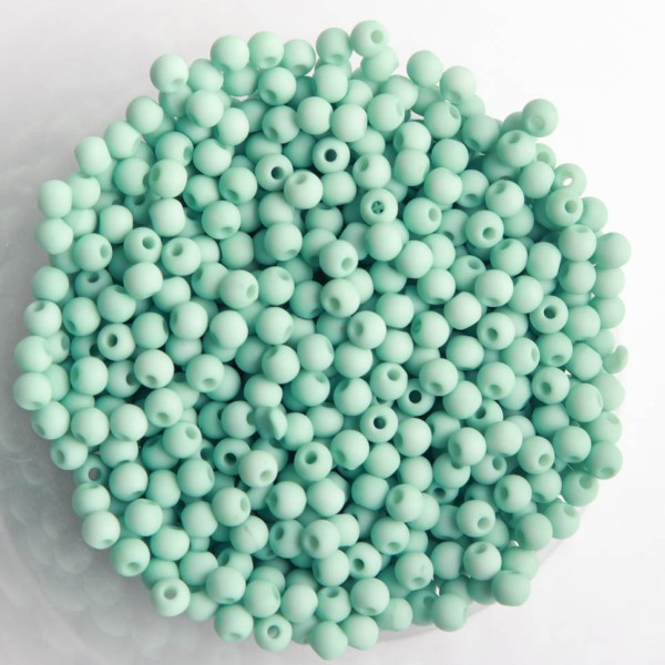 Perles acryliques mates  4 mm de diametre sachet de 500 perles  bleu turquoise doux - Photo n°1