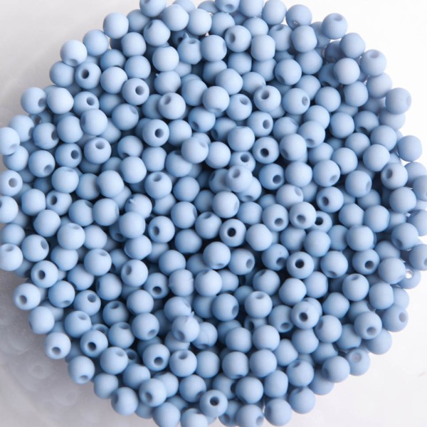 Perles acryliques mates  4 mm de diametre sachet de 500 perles bleu caroline - Photo n°1