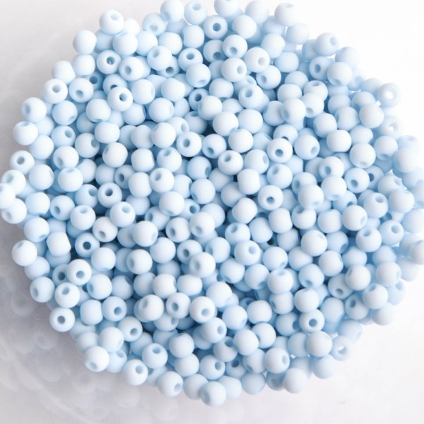 Perles acryliques mates  4 mm de diametre sachet de 500 perles  bleu glacé - Photo n°1