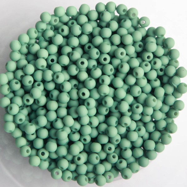 Perles acryliques mates  4 mm de diametre sachet de 500 perles vert trefle - Photo n°1