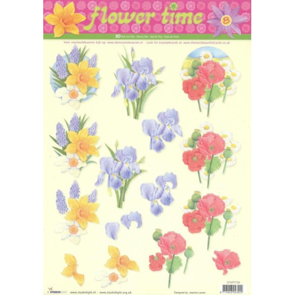Feuille 3D à découper A4 Fleur Iris Coquelicot Narcisse - Photo n°1