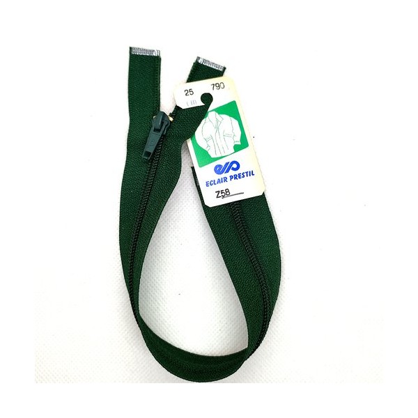 1 Fermeture éclair prestil vert 790 - 25cm - séparable , maille nylon - Photo n°1