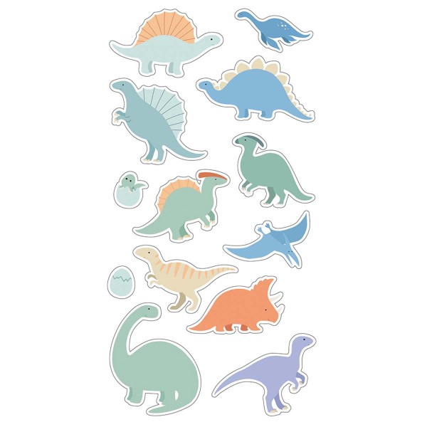 Stickers Puffy - Dino - Multicolore - 1 à 4 cm - 13 pcs - Photo n°1