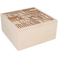Boîte en bois - Boho - Formes abstraites - 9 x 18 x 18 cm