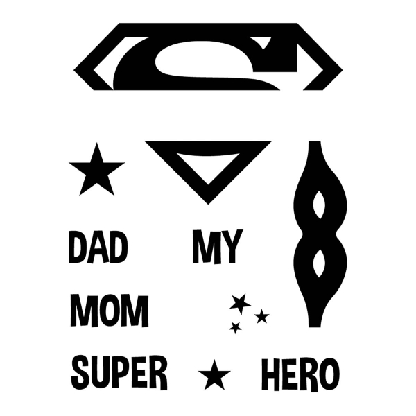 Tampons transparents - Super Dad/Mom - 9 x 7 cm - 11 pcs - Photo n°2