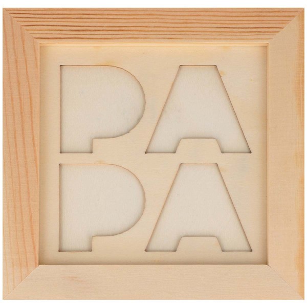 Cadre photo en bois - Papa - 12,5 x 12,5 cm - Photo n°1