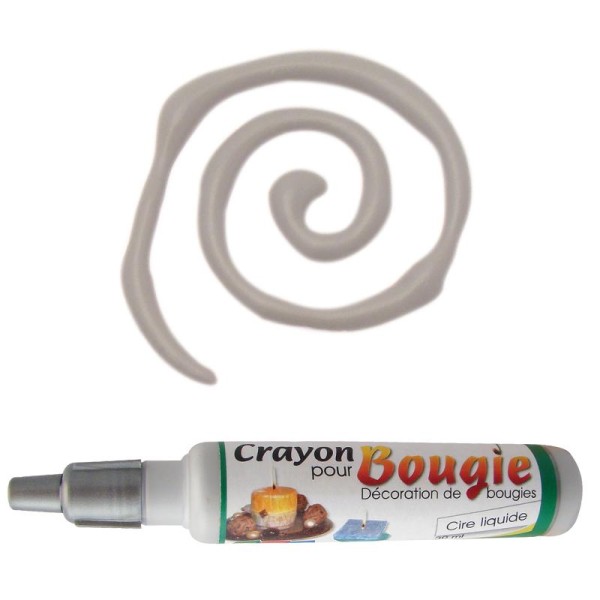 Crayon cire liquide pour décoration de bougie 30 ml Argent - Photo n°1