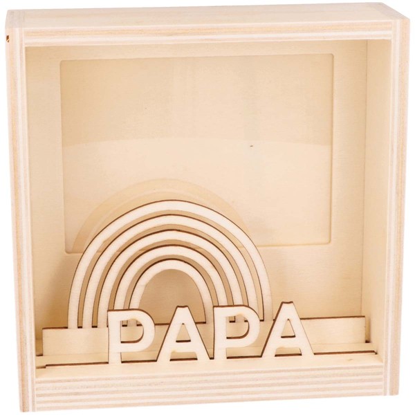 Cadre photo 3D en bois - Papa - 15 x 15 x 5 cm - Photo n°2