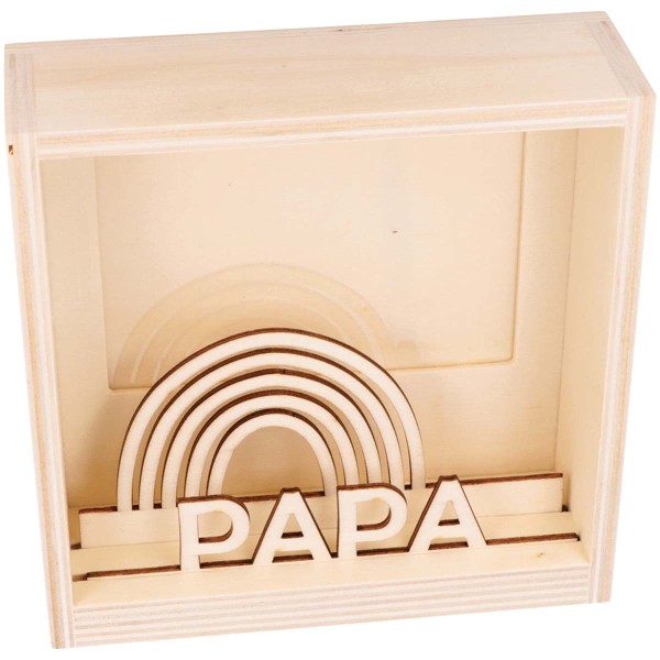 Cadre photo 3D en bois - Papa - 15 x 15 x 5 cm - Photo n°1