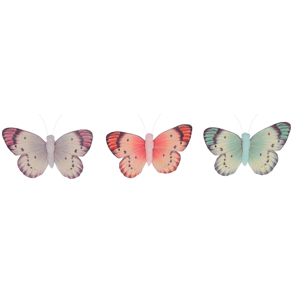 Papillons décoratifs sur pinces - Multicolore - 6,5 x 10 x 2 cm - 6 pcs - Photo n°2