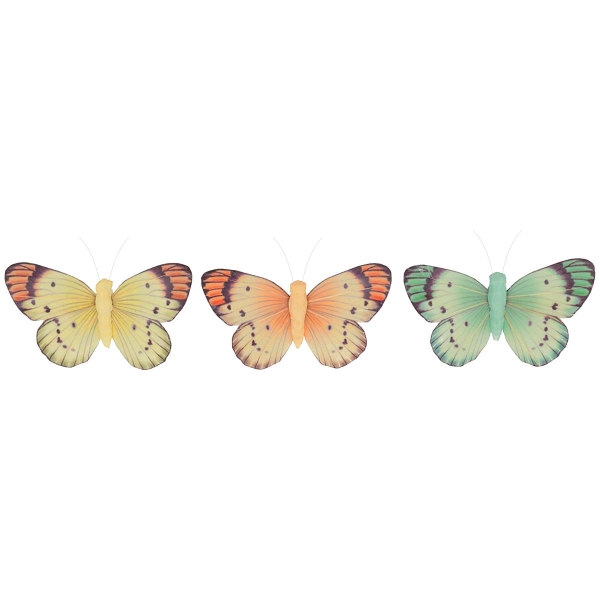 Papillons décoratifs sur pinces - Multicolore - 6,5 x 10 x 2 cm - 6 pcs - Photo n°3