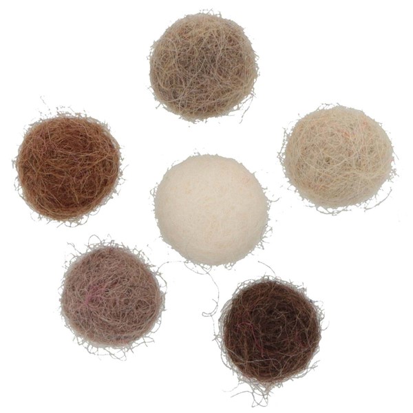Pompons en laine feutrée - Beige/Brun - 1 cm - 60 pcs - Photo n°1